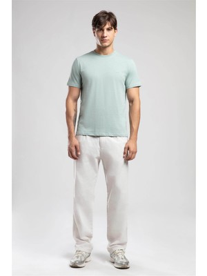 Lee Cooper Matteo Orta-Yüksek Bel Bol Düz Kesim Düz Paça %100 Pamuk Ekru Erkek Pantolon