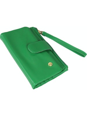 Ollbag 2024 Suni Deri Kadın Cüzdan / El Çantası Benetton Yeşil