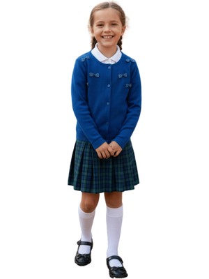 Fancy Kids Antalya Cuties Kız Çocuk Lacivert Fiyonklu Kaşkorse Hırka – Pamuklu, Düğmeli, Okul ve Günlük Kullanım