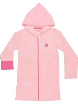 Organickid Pembe Fermuarlı Çocuk Bornoz