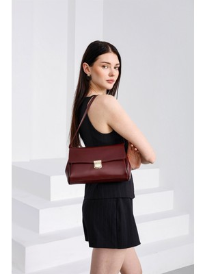 Shule Bags Lauren City Baget Çanta Bordo