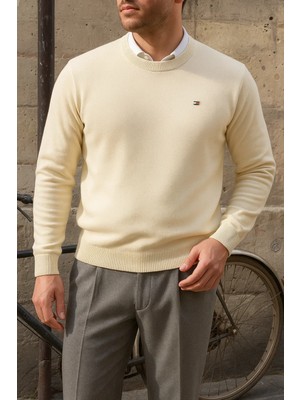 Comstar Erkek Bisiklet Yaka Slim Fit Bej Kazak