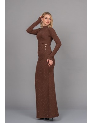 MissVina Camelia Taşlı Uzun Elbise 50354