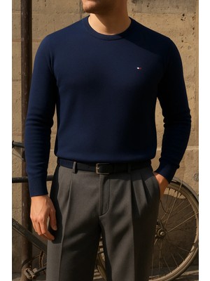 Comstar Erkek Bisiklet Yaka Slim Fit Lacivert Kazak