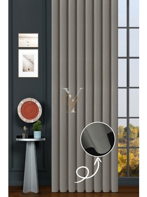 Yunilla Ipek Kadife Fon Perde V-08 Açık Vizon