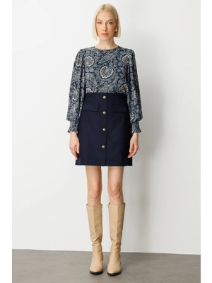 Ekol Süs Düğmeli Mini Kaşe Etek