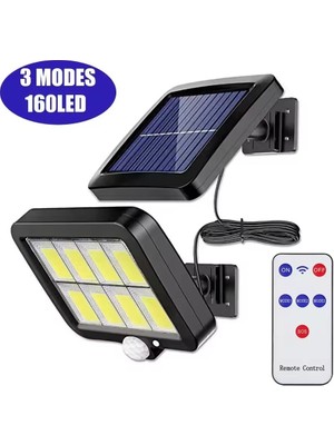 Gaman Ayrı Solar Panelli 160 Led' Li Lamba - 5 Metre Kablolu, Bahçe, Garaj, Dış Mekan