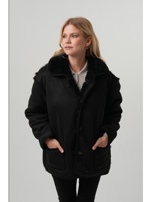 Pique JEAN KADIN MONT Peluş Astarlı Kadın Oversize Süet Mont