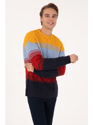 U.S. Polo Assn. Erkek Comfort Fit Bisiklet Yaka Hardal Kazak 50308306-VR072