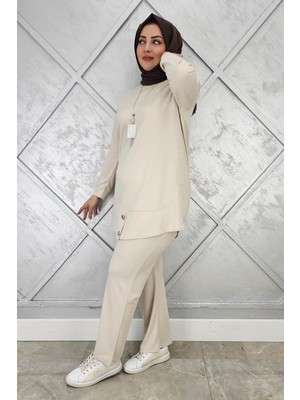Pys Giyim Kadın Kolye Düğme Detaylı Tesettür Takım