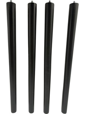 Hamadex 41 cm Siyah Konik Ahşap Ayak (4'lü Set) + Bağlantı Aparatları - Modern Masa / Sehpa Ayağı