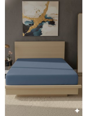 Favora %100 Pamuk Ranforce Premium Tek Kişilik Çarşaf - İndigo