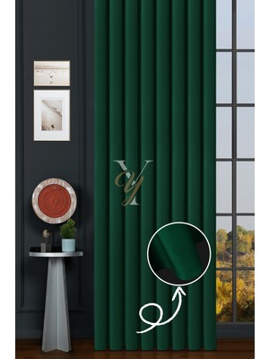Yunilla Ipek Kadife Fon Perde V-22 Çam Yeşili