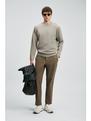 Lufian Erkek Daren Smart Slim Fit Chino Pantolon 112190340 Toprak