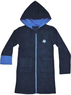 Organickid Lacivert Fermuarlı Çocuk Bornoz