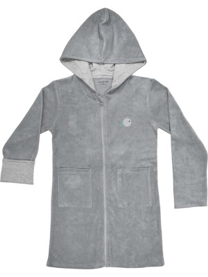  Organickid Gri Fermuarlı Çocuk Bornoz