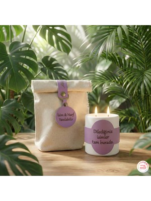 Miaju Dostlarınıza Verilecek Zarif Hediye, Isim ve Tarih Yazılabilir Çift Alevli Dekoratif Obje Mum, Beyaz