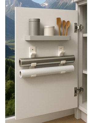 SUPERPUP 3 Katlı Yapışkanlı Streç Folyo Rulo Organizeri Beyaz Plastik Materyal ile Dayanıklı