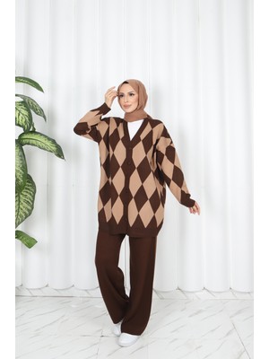 Nisum Moda Baklava Desenli Triko Takım