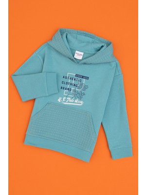 U.S. Polo Assn. Erkek Çocuk Mint Kapüşonlu Şardonlu Sweatshirt 50316512-VR152