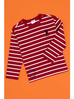 U.S. Polo Assn. Erkek Çocuk Koyu Frambuaz Bisiklet Yaka Sweatshirt 50316684-VR104