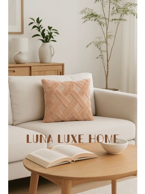 Luna Luxe Home Özel Tasarım Baklava Desen Dekoratif Peluş Kırlent Kılıfı