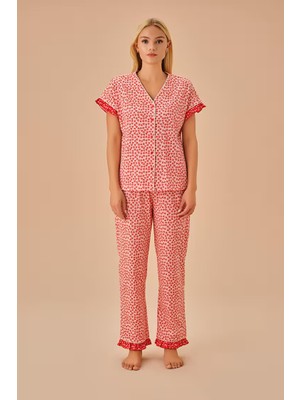 Dream Fashion Pembe Maya Gömlek Yaka Pijama Takımı