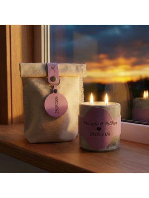 Miaju Mutluluğu Simgeleyen Eşsiz Hediye, Kişisel Mesaj Yazılabilen Çift Alevli Romantik Tasarım Mum, Gri