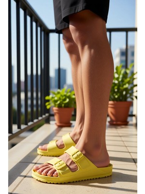 Benerly Kadın Çift Bantlı Düz Taban Eva Terlik Fonksiyonel Dayanıklı Kaliteli Konforlu Estetik Şık