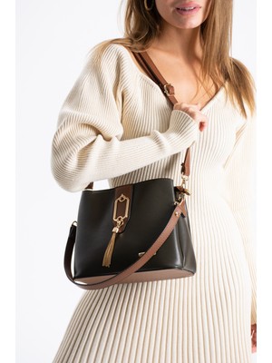 Rky Serenity Sanmorris Gold Detaylı 3 Bölmeli Omuz ve Çapraz Kadın Çanta