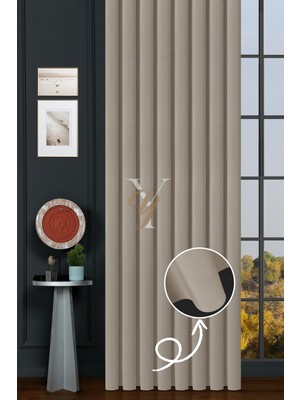 Yunilla Ipek Kadife Fon Perde V-02 Ekru