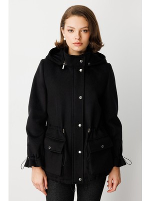 Ekol Kapüşonlu Kapak Cepli Kaşe Mont