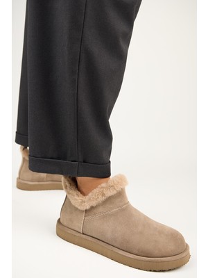 Manijero Cora Kadın Hakiki Deri Kürk Detaylı Mini Vizon Bot