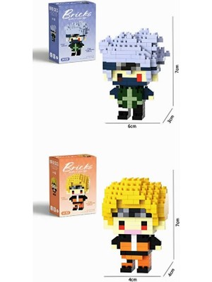 Brıcks Naruto Uzumaki ve Kakashi Hatake Figür Yapı Oyuncakları 2'li Set Dekoratif Hediye Hobi