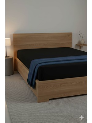 Favora %100 Pamuk Ranforce Premium Çift Kişilik Çarşaf - Siyah