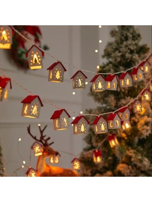 Es Dekor Noel Ağacı 2m 10 LED Kırmızı Ev Peri Işıkları - Pil ile Çalışır, Şenlikli