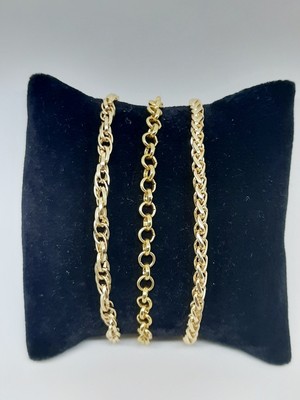 Kusakli 3'lü Gold Altın Rengi Zincir Bileklik Seti