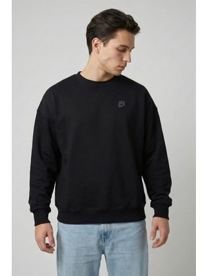 Liber %100 Pamuk Premium Siyah Sweatshirt