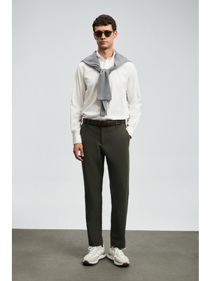 Lufian Erkek Daren Smart Slim Fit Chino Pantolon 112190340 Haki