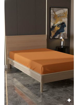 Favora %100 Pamuk Ranforce Premium Tek Kişilik Çarşaf - Turuncu