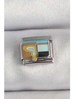 Novytech 316L Gümüş Renk Renkli Portre Nomination Charm -