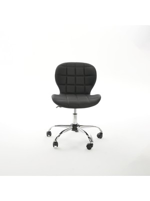 Ekopol Sandalye Krom Metal Ayaklı Deri | Ev, Ofis, Çocuk Odası Çalışma Sandalyesi (Ayarlanabilir) Yaprak