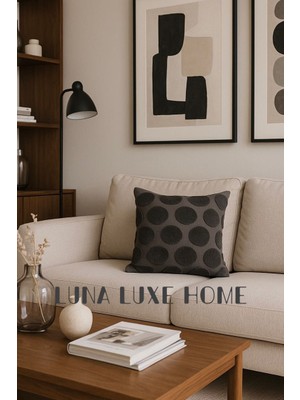 Luna Luxe Home Özel Tasarım Puantiye Desenli Dekoratif Peluş Kırlent Kılıfı