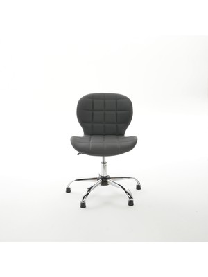 Ekopol Sandalye Krom Metal Ayaklı Deri | Ev, Ofis, Çocuk Odası Çalışma Sandalyesi (Ayarlanabilir) Papuçlu Yaprak