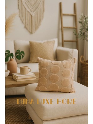 Luna Luxe Home Özel Tasarım Puantiye Desenli Dekoratif Peluş Kırlent Kılıfı