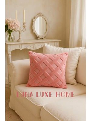 Luna Luxe Home Özel Tasarım Baklava Desen Dekoratif Peluş Kırlent Kılıfı