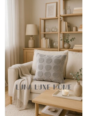 Luna Luxe Home Özel Tasarım Puantiye Desenli Dekoratif Peluş Kırlent Kılıfı
