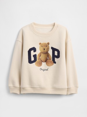 Gap Erkek Bebek Kırık Beyaz Vintagesoft Bear Logo Sweatshirt