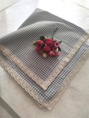 Denizli Hatırası Vintage Renkli Pöti Kareli Güpürlü Masa Örtüsü