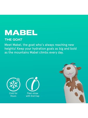 Asobu Goat Bestie Bottle – Keçi Figürlü Termos, Paslanmaz Çelik, Sızdırmaz, Esnek Pipetli